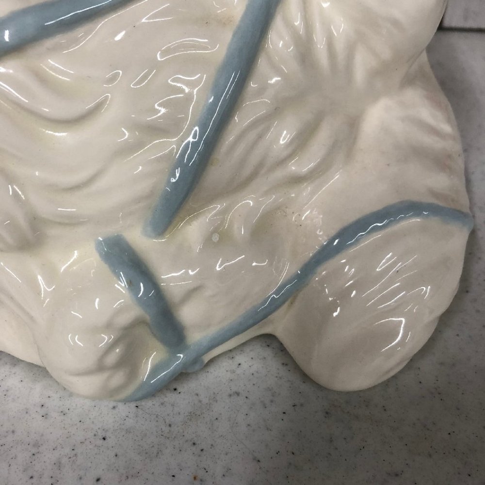 Big White Persian Kitty Cat Playing w/ Blue Yarn - Picture 7 of 11